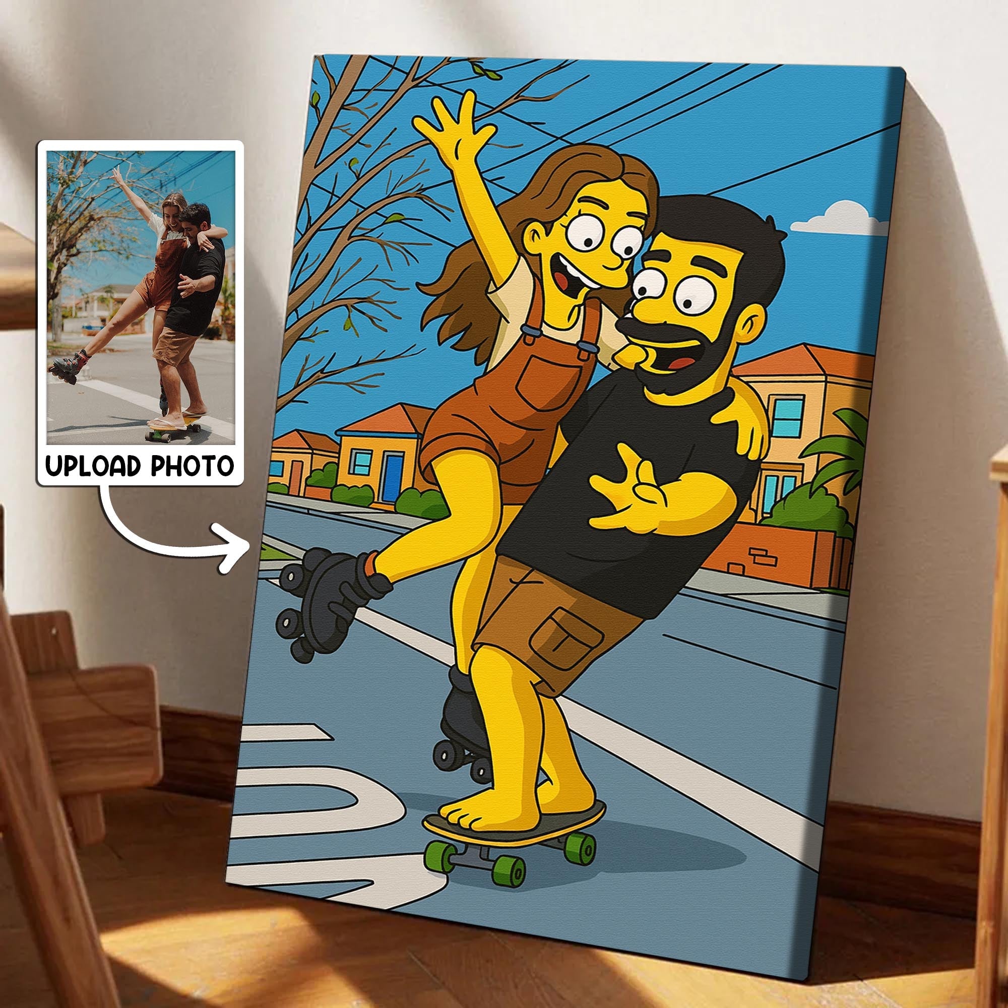 Simpsonize Couple Photo - Turn Your Photo to Simpsons Canvas - Gift For Couple, Him, Her