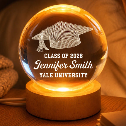 Class of Graduation Senior Cap Illusion - Personalized Crystal Ball LED Night Light -  Gift For Daughter, Son