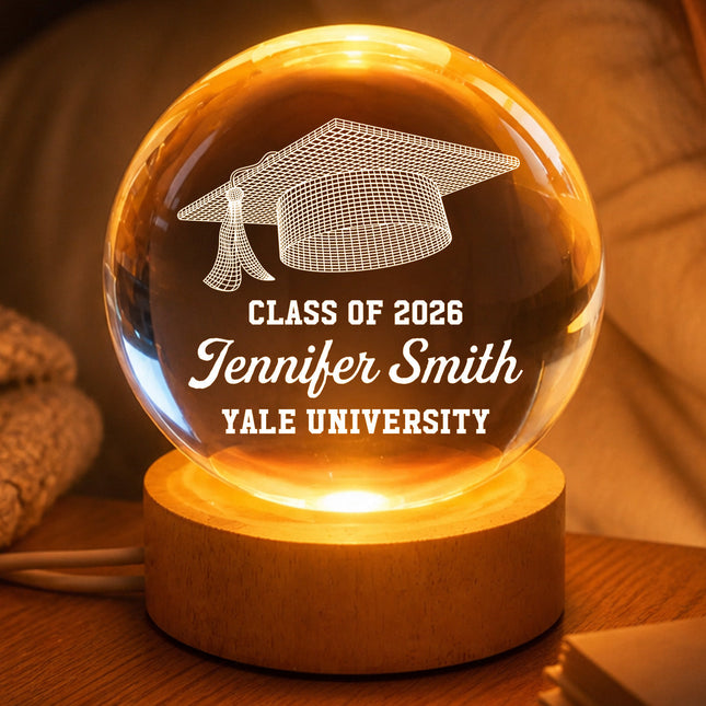 Class of Graduation Senior Cap Illusion - Personalized Crystal Ball LED Night Light -  Gift For Daughter, Son