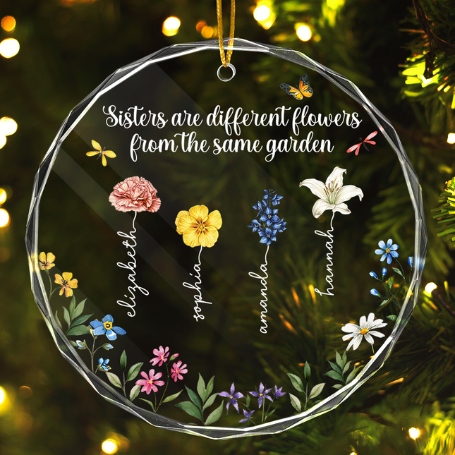 Side By Side Or Miles Apart - Personalized Glass Ornament - Gift For Best Friends, BFF, Sisters