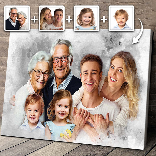 Add Deceased Loved One To Photo, Personalized Canvas, Combine Photos of Kid Family Portrait