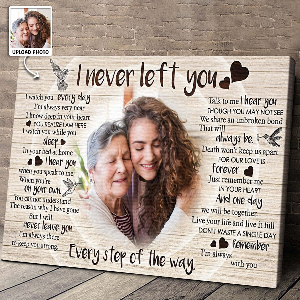 Never Left You Canvas - Customize Portrait With Mother - Personalized Customized Canvas - Gift For Father