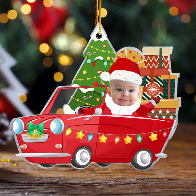 Kid Christmas Car, Personalized Acrylic Photo Ornament,  Christmas Gifts for Kids