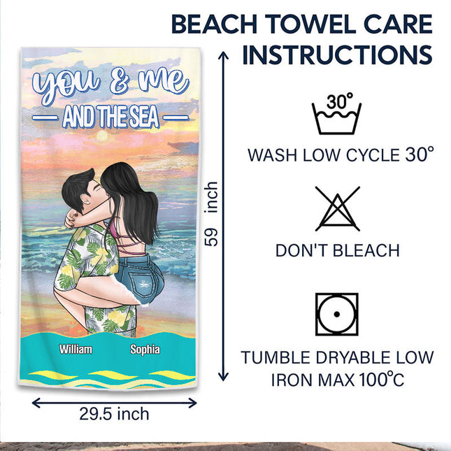 You And Me And The Sea - Beach Summer Beach Towel - Gift For Husband Wife - Gift For Couple