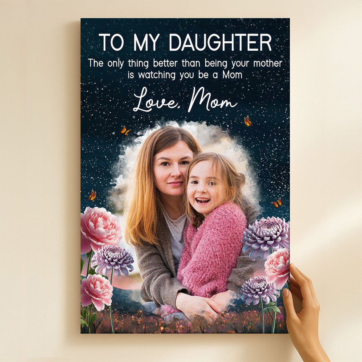 Custom Portrait Photo To My Daughter Love Mom - Personalized Customized Canvas - Special Gifts For Mom, Wife, Her