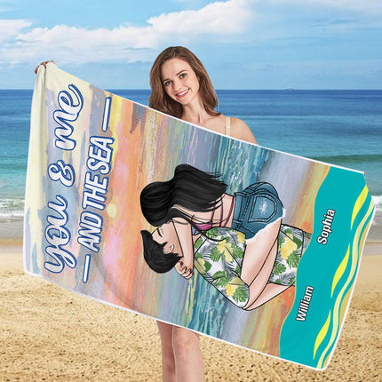 You And Me And The Sea - Beach Summer Beach Towel - Gift For Husband Wife - Gift For Couple
