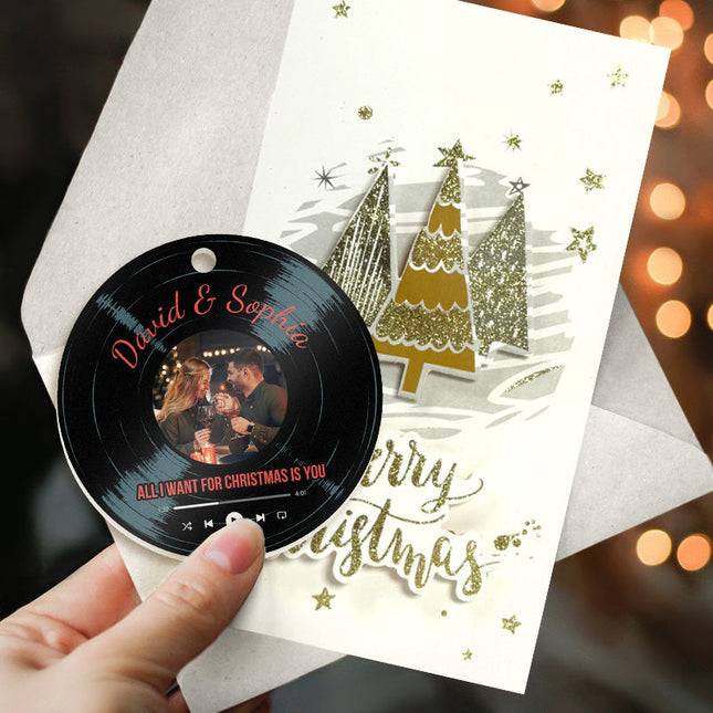 Custom Photo And Your Favorite Song - Christmas Gifts Personalized Custom Acrylic Ornament