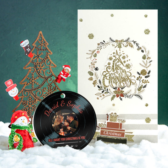 Custom Photo And Your Favorite Song - Christmas Gifts Personalized Custom Acrylic Ornament
