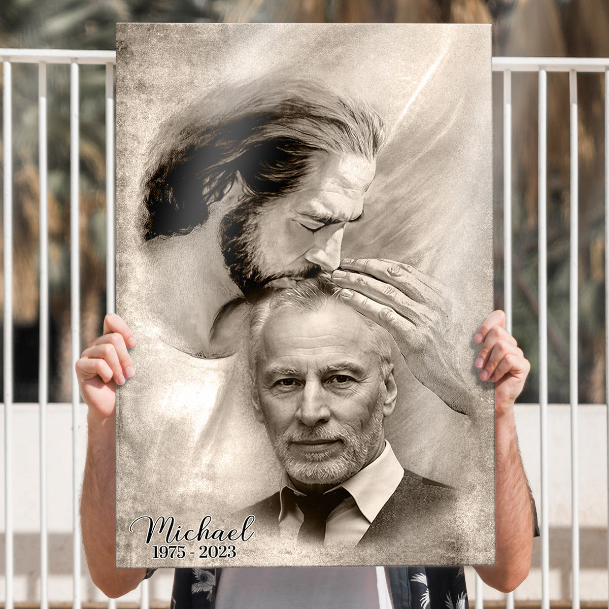 Custom Photo Safe In The Arm Of Jesus Canvas - Remembrance Gift for Family, Grandparents