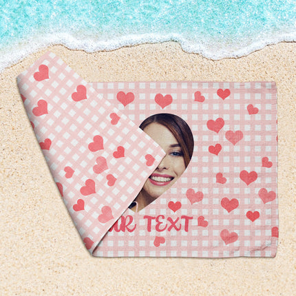 Custom Photo Love Filled Summer - Couple Gift - Personalized Custom Face Beach Towel