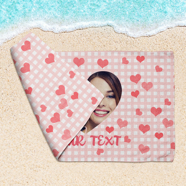 Custom Photo Love Filled Summer - Couple Gift - Personalized Custom Face Beach Towel