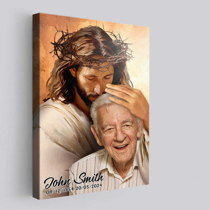 Custom Photo Portrait Safe In The Arms Of Jesus - Memorial Gift For Family Members, Grandma, Grandpa