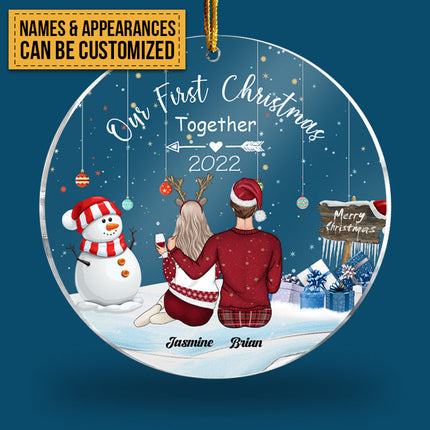 Together Since - Personalized Circle Acrylic Ornament - Christmas, Loving, Anniversary Gift For Couple, Husband, Wife