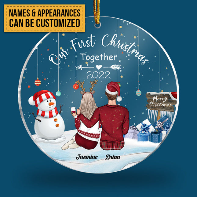 Together Since - Personalized Circle Acrylic Ornament - Christmas, Loving, Anniversary Gift For Couple, Husband, Wife