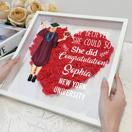 Happy Graduation- Personalized Customized Flower Shadow Box - Gift For Daughter Graduate