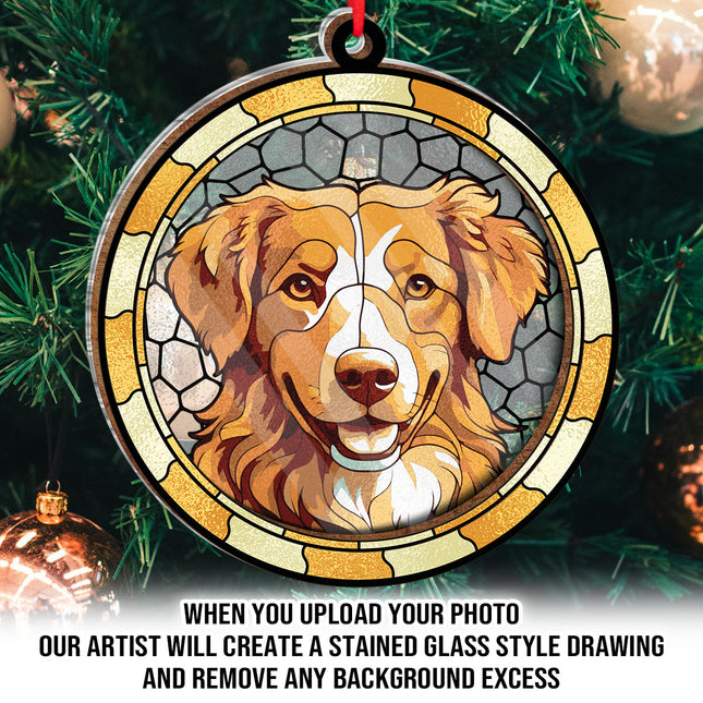 Custom Photo Circle Ornament - Gift For Couple, Husband, Wife, Anniversary, Pet Lovers