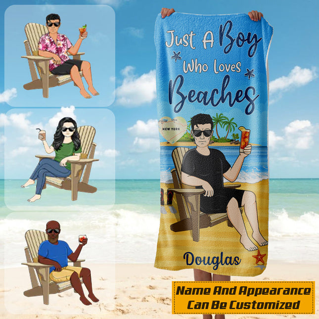Just A Boy&Girl Who Love Beaches - Summer Gift - Personalized Custom Beach Towel