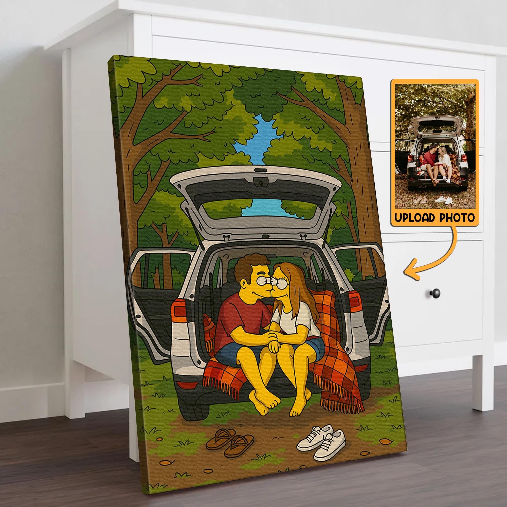 Simpsonize Couple Photo - Turn Your Photo to Simpsons Canvas - Gift For Couple, Him, Her