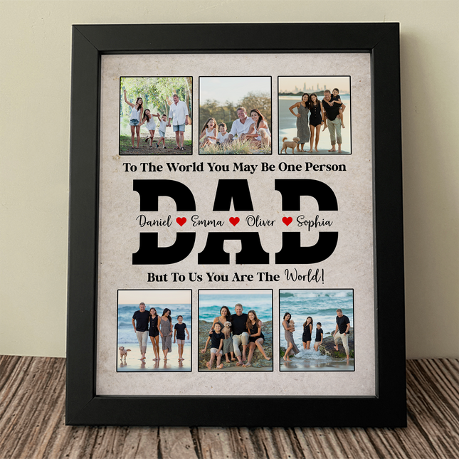 Custom Photo To Me You Are The World Picture Frame Father's Day Gift