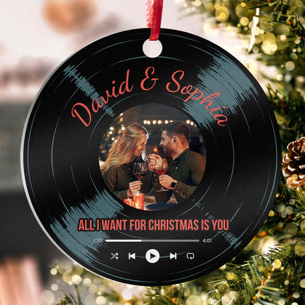 Custom Photo And Your Favorite Song - Christmas Gifts Personalized Custom Acrylic Ornament