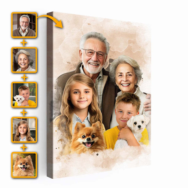 Custom Combine Photos Loved Ones, Family Portrait - Personalized Customized Canvas - Gift For Family Members