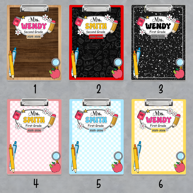 Custom Teacher Name Composition Style Clipboard Back To School Gift