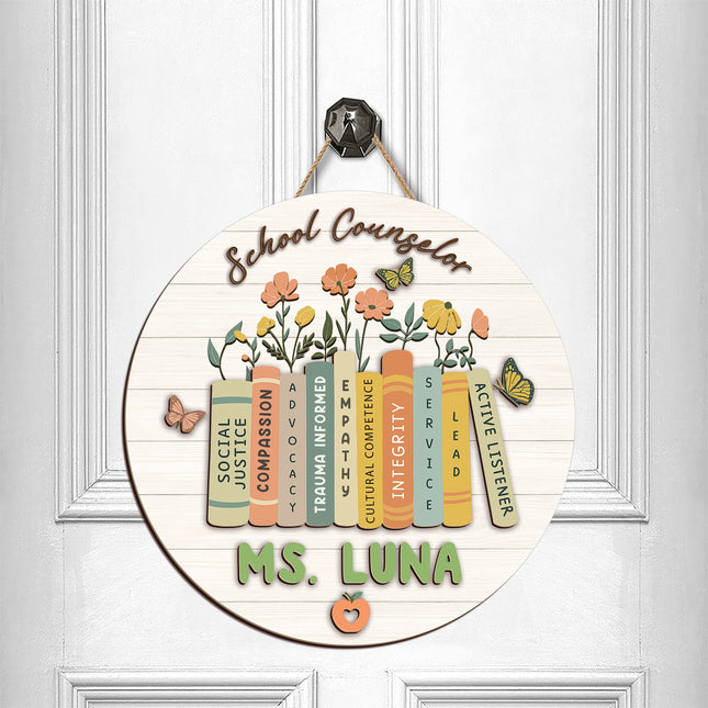 Personalized School Counselor Door Hanger Gift For Teacher