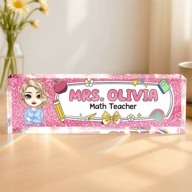 Personalized Teacher Acrylic Desk Name Plate Back To School Gift For Teacher