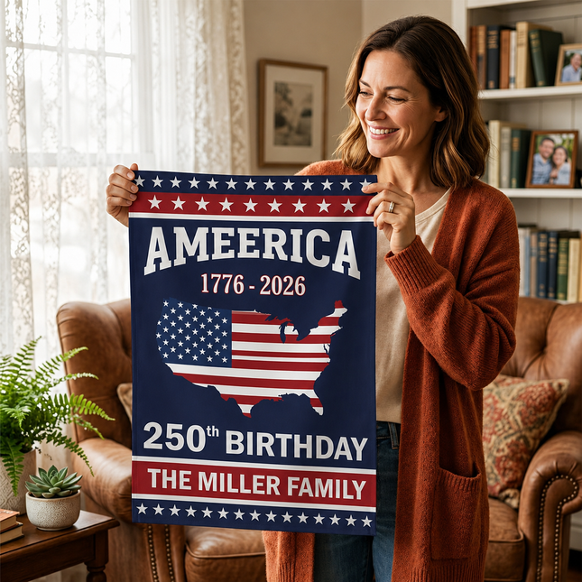 America?s 250th Birthday - Customized Personalized Flag - Special Gift for Family Members