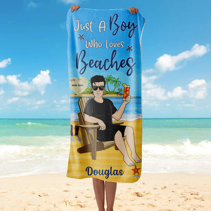 Just A Boy&Girl Who Love Beaches - Summer Gift - Personalized Custom Beach Towel
