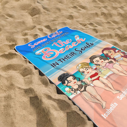 Personalized Custom Beach Towel Birthday Summer Gift For Beach Lovers, Besties, Soul Sisters, Sistas