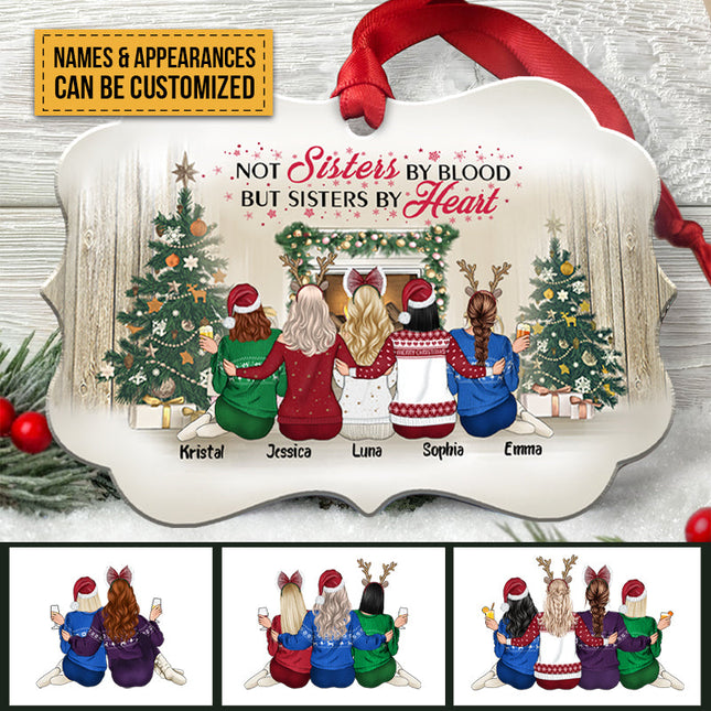Personalized Custom Ornament Best Friends Not Sisters By Blood But Sisters By Heart Christmas Gift