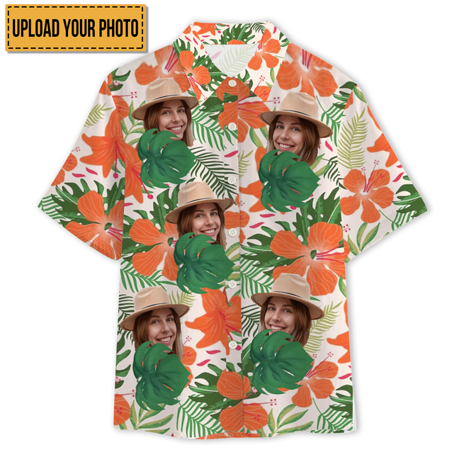 Interesting Cut Head Photo Flower Theme Summer Hawaii - Personalized Customized Hawaiian shirt