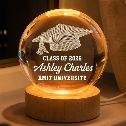 Class of Graduation Senior Cap Illusion - Personalized Crystal Ball LED Night Light -  Gift For Daughter, Son