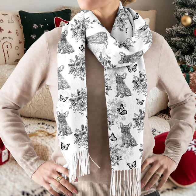 Personalized Dog Chinoiserie Toile De Jouy Style Scarf