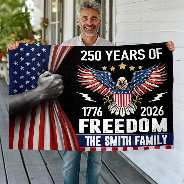 Custom Family Name Celebrate 250th Anniversary of America House Flag