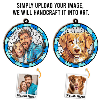 Custom Photo Circle Ornament - Gift For Couple, Husband, Wife, Anniversary, Pet Lovers