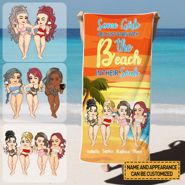 Personalized Custom Beach Towel Birthday Summer Gift For Beach Lovers, Besties, Soul Sisters, Sistas