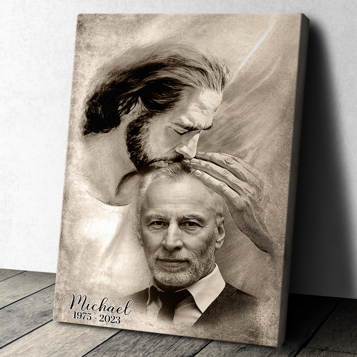 Custom Photo Safe In The Arm Of Jesus Canvas - Remembrance Gift for Family, Grandparents
