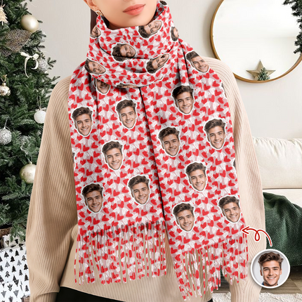 Custom Photo Wool Scarf Gift For Him, Her, Valentine