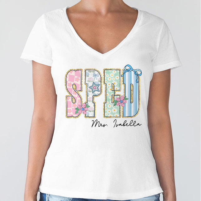 Personalized Gift For Teacher Name School Occupation Bright Shirt