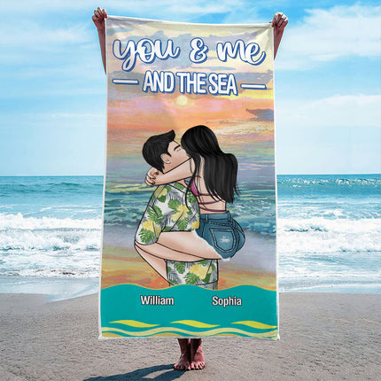 You And Me And The Sea - Beach Summer Beach Towel - Gift For Husband Wife - Gift For Couple