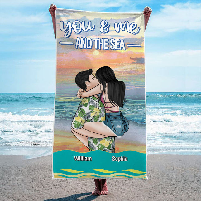 You And Me And The Sea - Beach Summer Beach Towel - Gift For Husband Wife - Gift For Couple