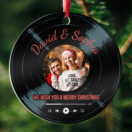 Custom Photo And Your Favorite Song - Christmas Gifts Personalized Custom Acrylic Ornament