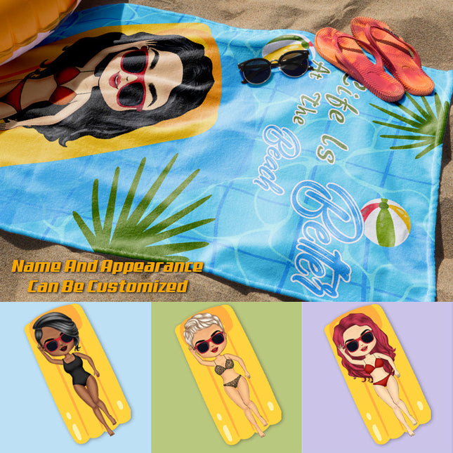At The Beach Summer Vibes - Gift For Girlfriend - Personalized Beach Towel