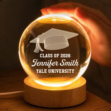 Class of Graduation Senior Cap Illusion - Personalized Crystal Ball LED Night Light -  Gift For Daughter, Son