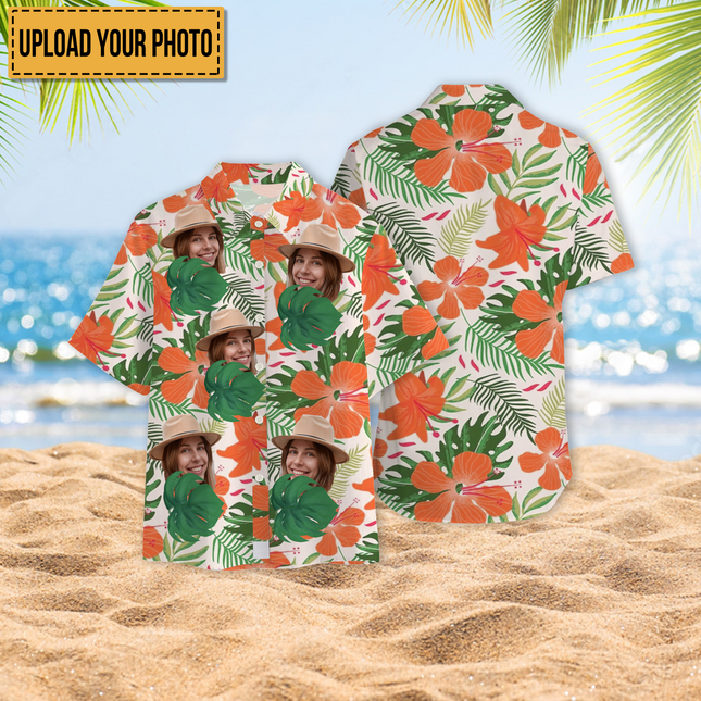 Interesting Cut Head Photo Flower Theme Summer Hawaii - Personalized Customized Hawaiian shirt