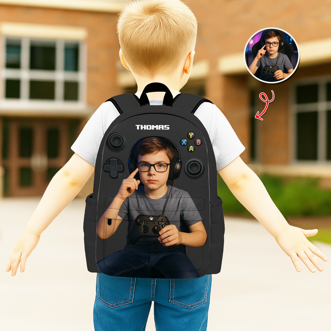 Personalized Gamer Backpack for Boys Girls, Back to School Backpack for Kids