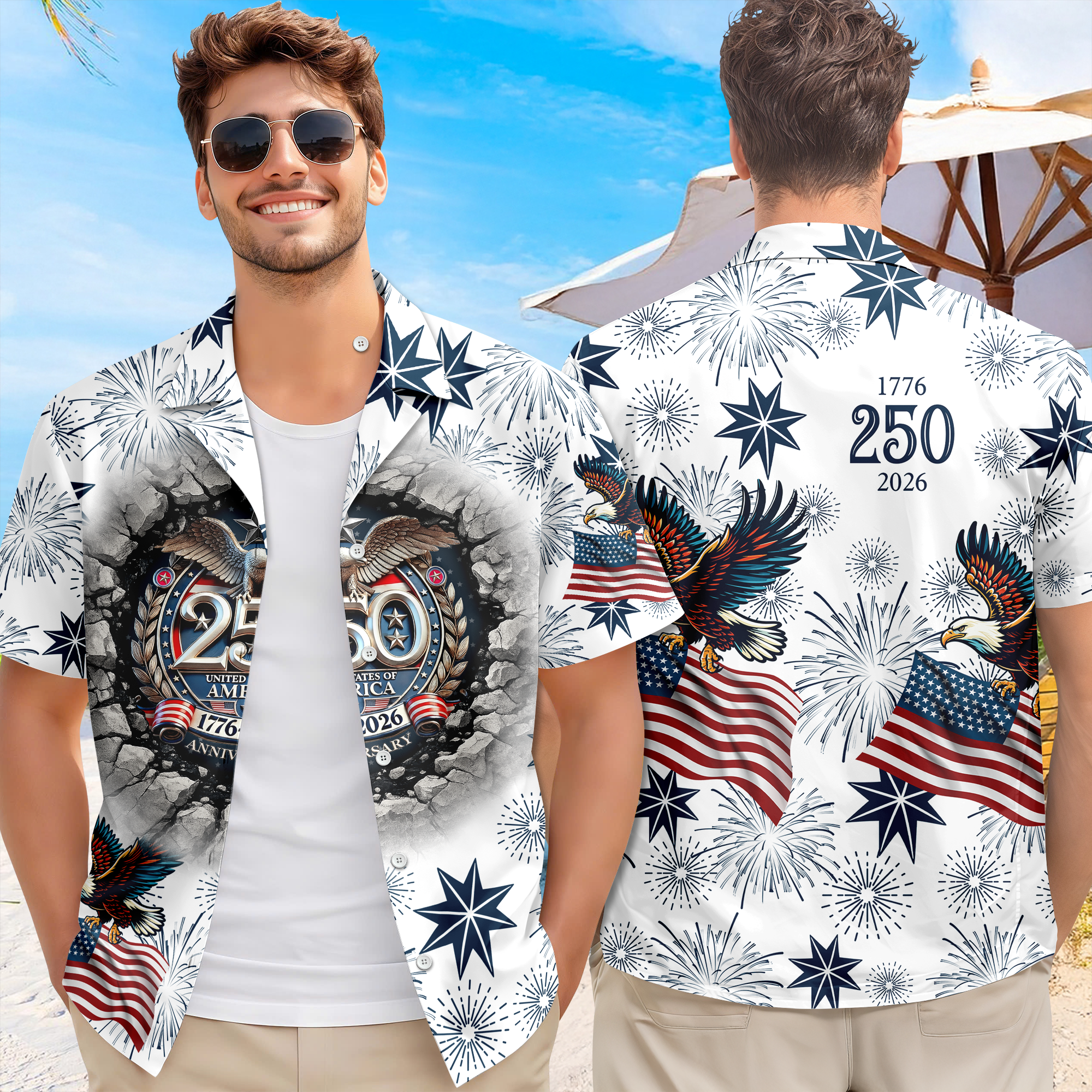 Personalized USA 250 Anniversary Eagle Semiquincentennial Hawaii Shirt