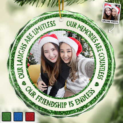 Bling Bling Glitter Custom Photo Ornament - Christmas Gift For Best Friends, Besties, Soul Sisters